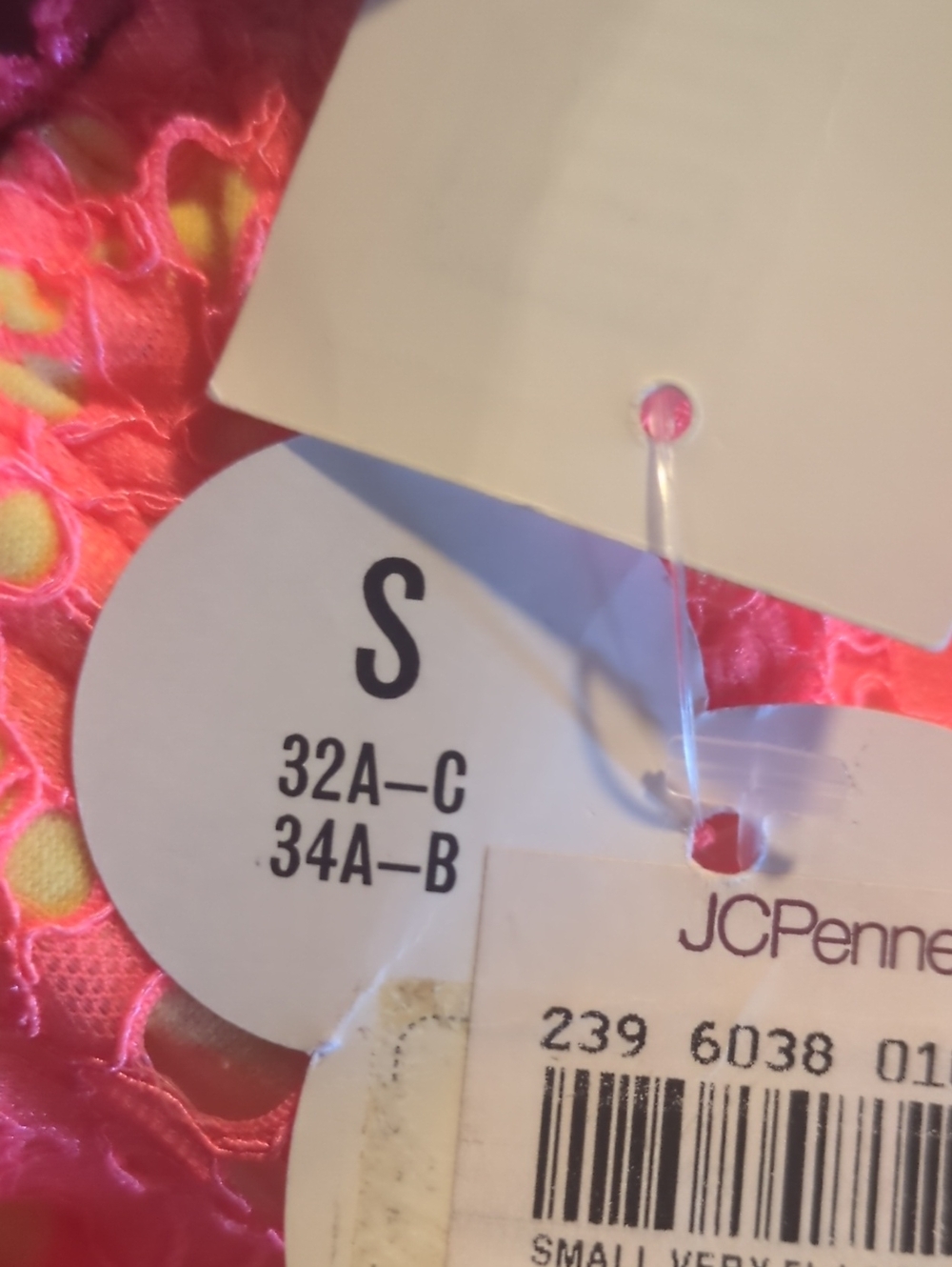 Small Junior Lace Bandeau Bralette - Coral Yellow Flirtitude New 32a-c, 34a-b - Picture 5 of 5